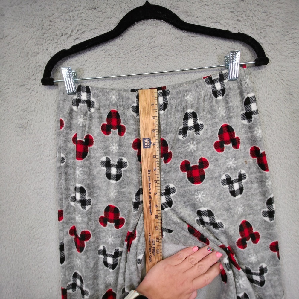 Disney Pajama Pants Womens S Gray Plaid Holiday Fleece Lined Mickey Mouse Lounge - Picture 5 of 11